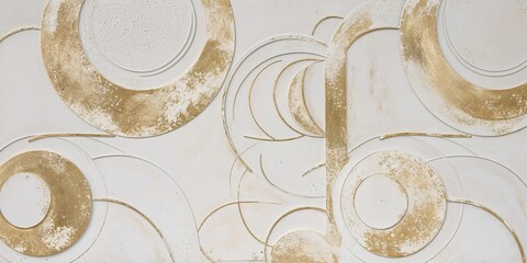 Wall Mural - Abstract Gold and White Circles