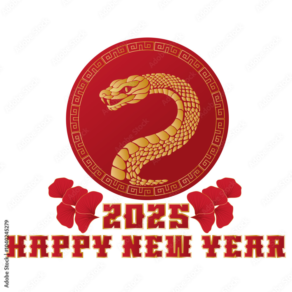 Happy Chinese New Year 2025. Golden snake zodiac isolated on white ...