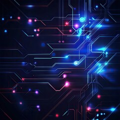 Wall Mural - abstract digital circuit board design with glowing lights and vibrant colors, ideal for technology b
