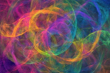 Wall Mural - Colorful abstract swirl pattern on a dark background.