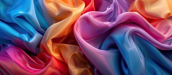 Wall Mural - Vibrant fabric layers creating a colorful pattern with copy space image