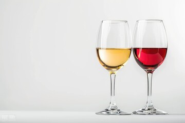 Two empty glasses of wine sit side by side