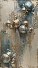 Canvas Print - Floating Gold and Silver Bubbles