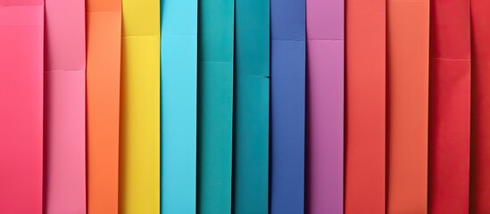 Wall Mural - Rows of vibrant construction paper placed neatly with copy space image