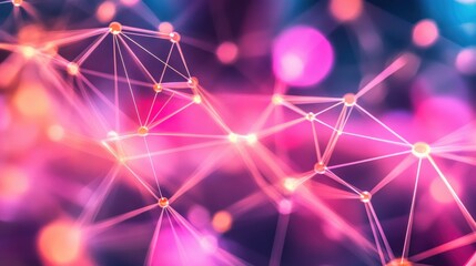 Fototapete - Digital network connections glowing in a geometric pattern