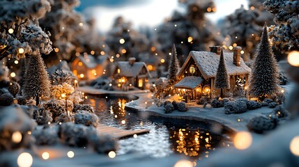 Wall Mural - Snow Covered Village in a Winter Wonderland