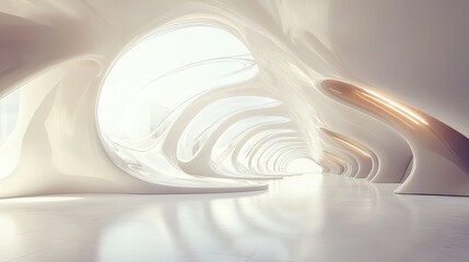 Wall Mural - Futuristic White Design with Smooth Curved Lines