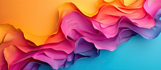 Wall Mural - top view mockup with colorful paper creating an abstract and vibrant copy space image