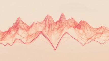 Poster - a mountain range is shown in a red and pink color scheme
