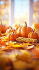 Poster - Autumn Harvest with Pumpkins and Corn.