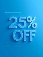 blue '25% off' promotional sign on a blue background