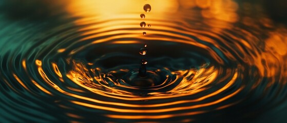 A drop of water falling into a body of water