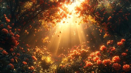 divine celestial garden enochs visions filled with radiant flowers glowing trees and divine fruit pe