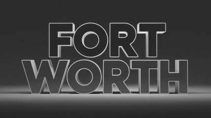 Wall Mural - Stylized Text Artwork: 'Fort Worth' in Bold Monochrome on a Gradient Background for Urban Design and Branding