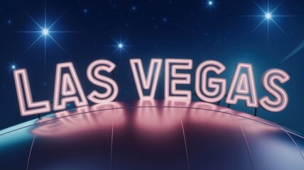 Canvas Print - Neon Las Vegas Sign: A vibrant display with glowing letters against a cosmic background, perfect for travel or nightlife themes.