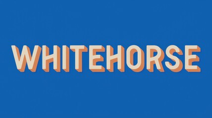 Canvas Print - Vintage Typography: Bold 'Whitehorse' Sign Against Bright Blue Background for Graphic Design Projects