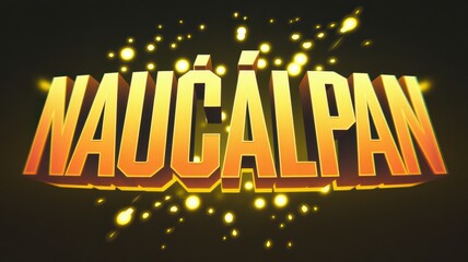 Wall Mural - Dynamic Typography: 'Naucalpan' in Bold Yellow with Colorful Sparks for Creative Projects