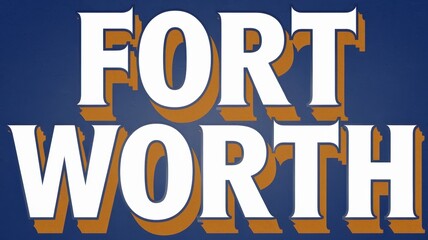 Sticker - Bold Typography: 'Fort Worth' Sign on Blue Background, Ideal for Urban and Travel Projects