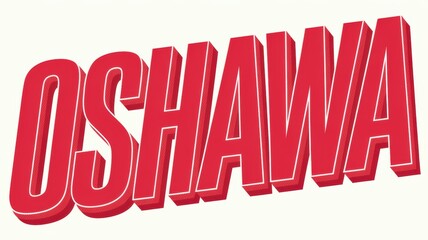 Wall Mural - Bold Red Typography: 'OSHAWA' in 3D Style, Ideal for Branding and Promotional Material