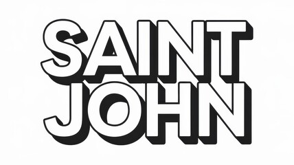 Canvas Print - Stylized Typography: Bold 'SAINT JOHN' Text in High-Contrast Black and White, Suitable for Branding and Creative Designs