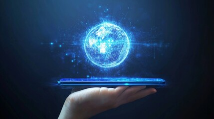 Wall Mural - global connectivity, a vibrant depiction of mobile communication technology, showcasing smartphones 