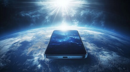 Wall Mural - global wireless communication, smartphone connectivity, digital interaction, satellite network techn