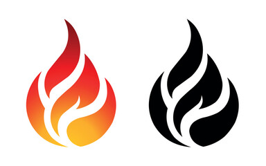 Wall Mural - flame vector fire icon flame logo template and silhouette shape isolated on white background