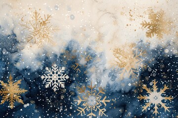 Canvas Print - Blue snowflake watercolor backgrounds pattern celebration.