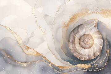 Poster - Shell watercolor background backgrounds invertebrate textured.