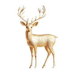 Wall Mural - golden deer decoration for christmas and new year isolated on transparent background