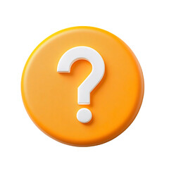 matte bright orange circle with white question mark isolated on transparent background