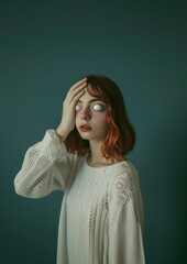 Sticker - A blind woman with white eyeball photography portrait fashion.