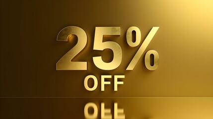 Dark Gold '25% OFF' Promotional Sign on a Dark Gold Background with Copy Space