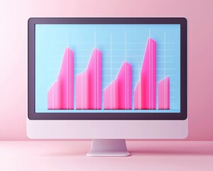 Poster - Modern computer screen with growth chart