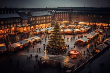 Wall Mural - Christmas tree christmas market city.