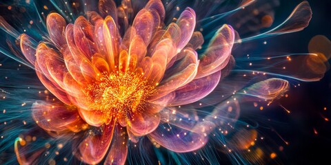 Wall Mural - a vibrant digital flower blooms with intricate details and bright colors. the artistic style showcas