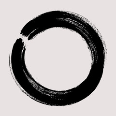 Poster - Broken circle brush stroke vector. Painted enso ring frame. Abstract textured text box. Grunge design illustration of zen circle