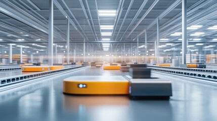 Leinwandbilder - A robotic system performing high-speed sorting tasks in a clean logistics facility, efficient and dynamic environment with a focus on sorting automation, Dynamic style