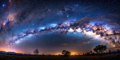Wall Mural - Spectacular view of Milky Way galaxy in the night sky, astronomy, stars, space, cosmos, universe, galaxy, celestial
