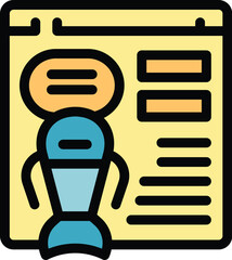 Wall Mural - this colorful icon depicts a chatbot communicating on a website interface with a speech bubble