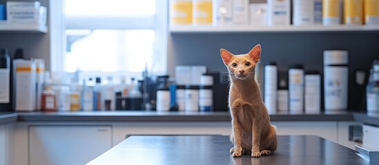 Cat Sitting on a Table at the Vet