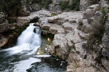 Wall Mural - Ballikayalar Waterfalls, located in Gebze, Turkey, are deep in the canyon. There are 2 large waterfalls throughout the canyon.
