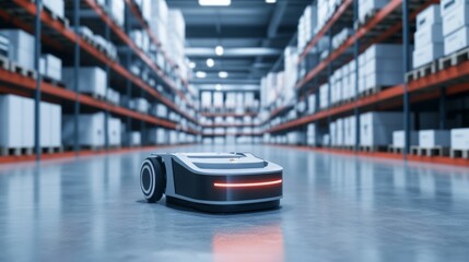Leinwandbilder - A sophisticated robotic system managing inventory in a clean, high-tech warehouse, efficient and organized environment with a focus on logistical robotics