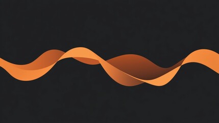 Wall Mural - A simple, elegant design featuring an orange wavy line on a black background.