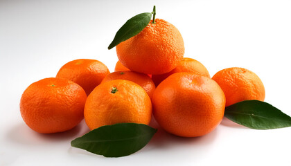 mandarin oranges scattered around background concept isolated white