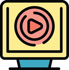 Wall Mural - colorful icon of a computer monitor displaying a streaming video player, perfect for representing on