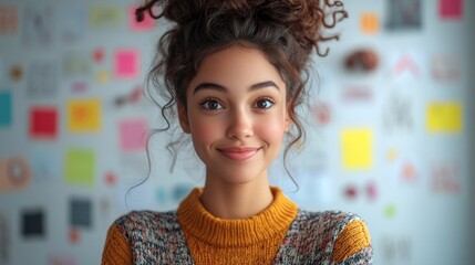 Smiling Woman with Curly Hair