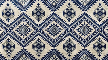 Naklejka na meble Vintage Monochrome Aztec Patterns for Tranquil Apparel and Home Decor in Navy and White