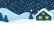 © Wimon - Illustration of a cozy cabin with a glowing Christmas tree visible through the window, surrounded by a snowy landscape