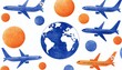 © Wimon - Illustration of a globe with planes circling, representing global travel and exploration